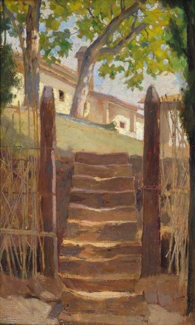 Scorcio di Giardino con Scala