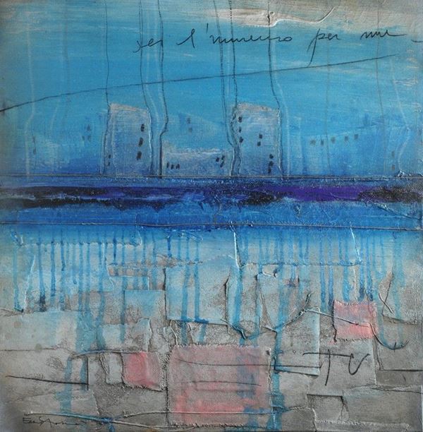 Enzo Abasci&#224; : Sei l'immenso per me (Le città invisibili)  (2016)  - Tecnica mista su tela - Auction ARTE MODERNA E CONTEMPORANEA - Galleria Pananti Casa d'Aste