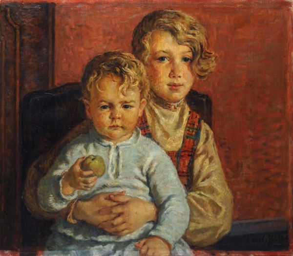 August Valdemar Torsleff : Children  (1934)  - Oil painting on canvas - Auction MODERN ART - Galleria Pananti Casa d'Aste