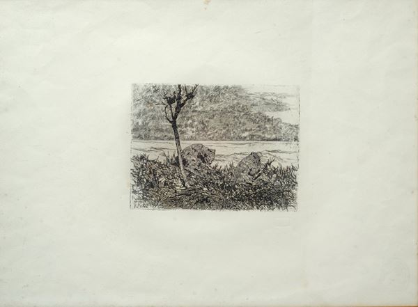 Giovanni Fattori : My dogs afternoons  - Etching on zinc - Auction GRAPHICS, AND EDITIONS - Galleria Pananti Casa d'Aste