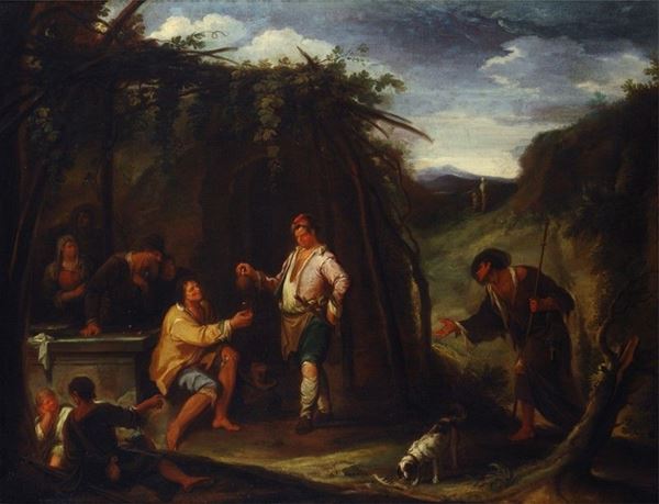 Helmbrecker Dirk Theodor : Scena di contadini  - Olio su tela - Auction Antiquariato - I - Galleria Pananti Casa d'Aste