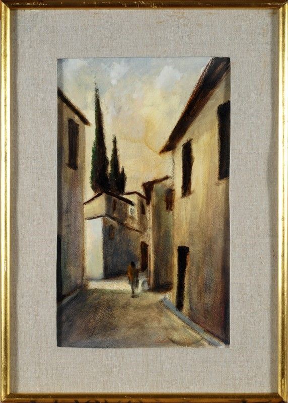 Sereno  Serena - Scorcio di paese con figura