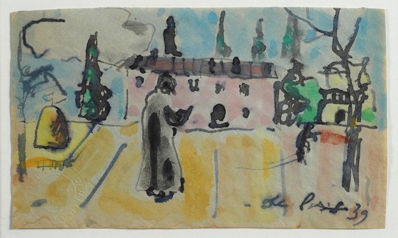 Filippo De Pisis - Paesaggio di Campagna e Figura