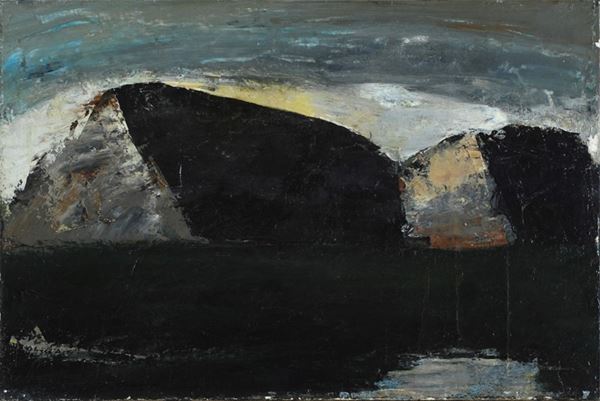 Mario Sironi : Montagne  (1950 ca.)  - Olio su tela - Asta Arte moderna e contemporanea - III - Galleria Pananti Casa d'Aste