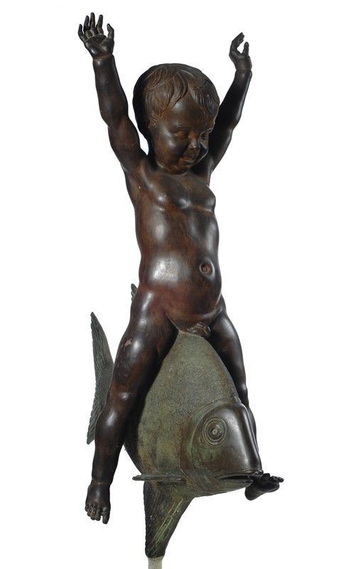 Mario Moschi : Putto a cavalcioni di un pesce  (anni '60)  - Bronzo - Asta Arte moderna e contemporanea - III - Galleria Pananti Casa d'Aste