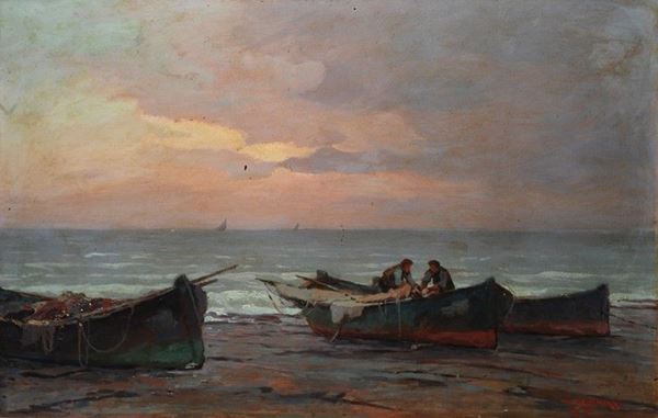 Renuccio Renucci - Pescatori con barche