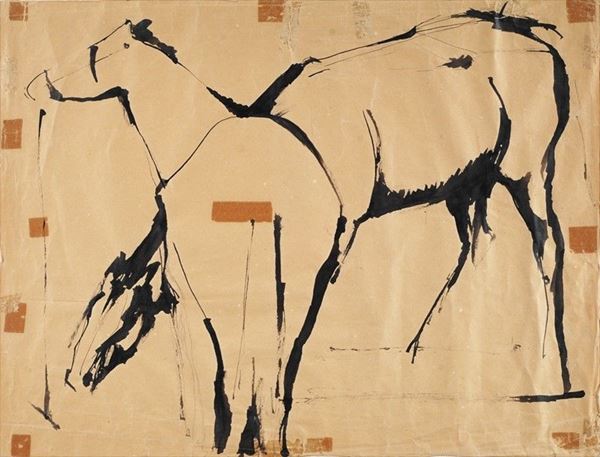 Marino Marini : Cavalli  - Inchiostro su carta - Asta Arte moderna e contemporanea - III - Galleria Pananti Casa d'Aste