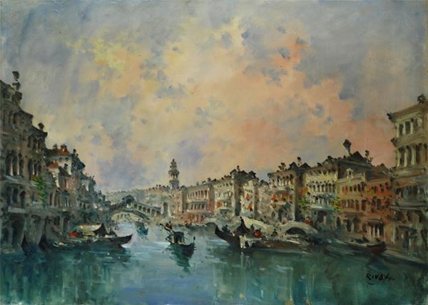 Giuseppe Riva : Venezia  (1941)  - Olio su tela - Asta AUTORI DEL XIX E XX SEC - II - Galleria Pananti Casa d'Aste