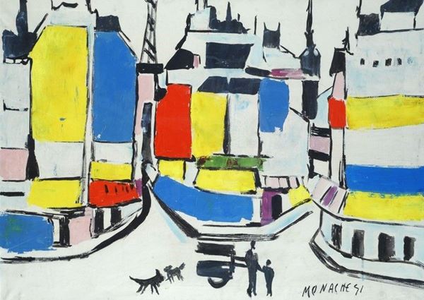 Sante Monachesi : Senza titolo  - Olio su tela - Auction ARTE MODERNA E CONTEMPORANEA - III - Galleria Pananti Casa d'Aste