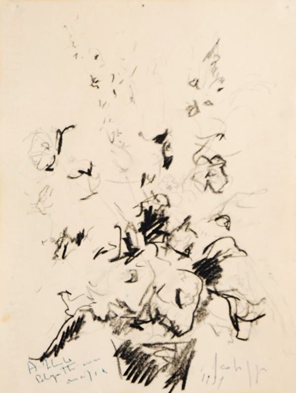 Sergio Scatizzi : Vaso con fiori  (1959)  - Carboncino su carta - Asta ARTE MODERNA E CONTEMPORANEA - Galleria Pananti Casa d'Aste