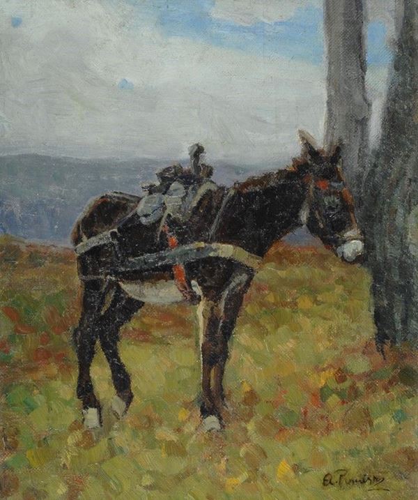 Arturo Panizzi : Cavallo  - Olio su tela - Auction AUTORI DEL XIX E XX SEC - II - Galleria Pananti Casa d'Aste