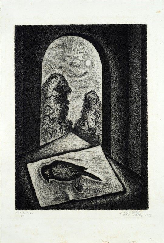 Giuseppe Viviani : L'uccellino morto  (1932)  - Acquaforte - Asta ARTE MODERNA E CONTEMPORANEA - III - Galleria Pananti Casa d'Aste