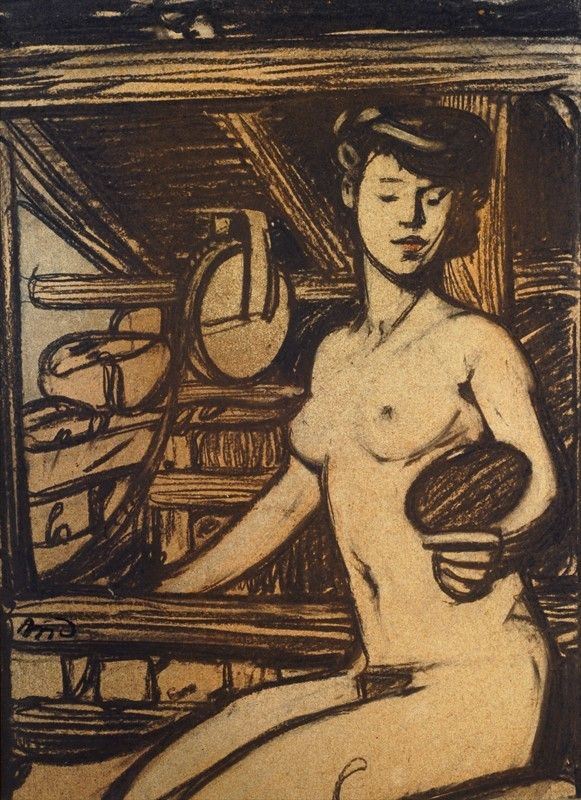 Maxime Dethomas : Nudo  - Pastelli e carboncino su cartone - Auction AUTORI DEL XIX E XX SEC - II - Galleria Pananti Casa d'Aste