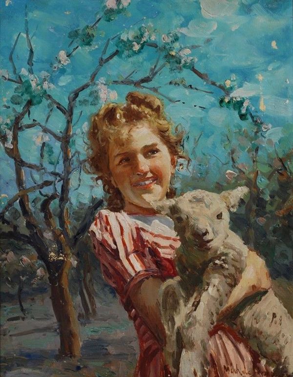Michele De Simone - Fanciulla con capretto 