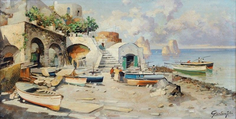 Felice Giordano - Capri, Barche a Secco