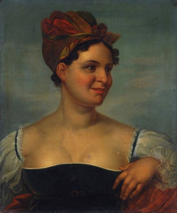 Scuola Italiana, XIX sec. : Ritratto di donna  - Olio su tela - Auction AUTORI DEL XIX E XX SEC - II - Galleria Pananti Casa d'Aste
