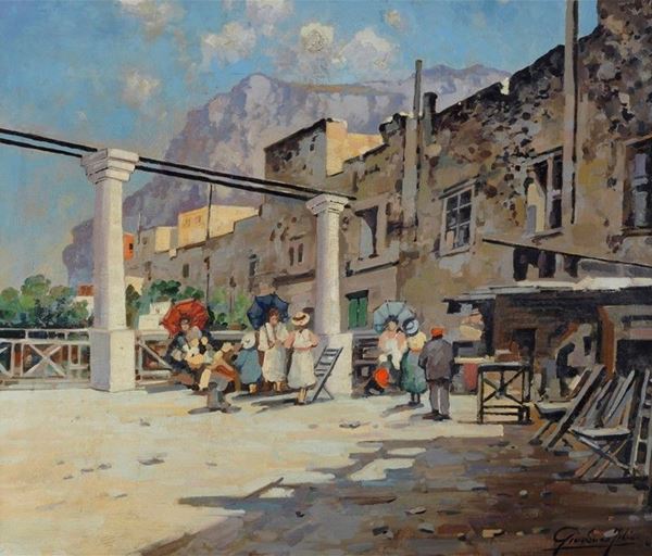 Felice Giordano : Vita in Costiera  - Olio su tela - Auction AUTORI DEL XIX E XX SEC - II - Galleria Pananti Casa d'Aste