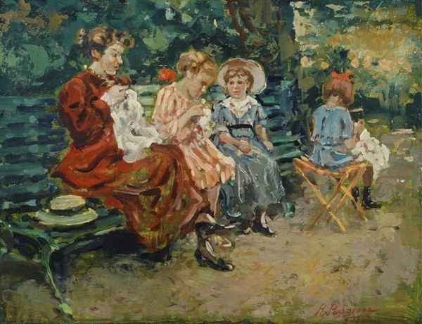 Raffaele Ragione - Ricamatrici in giardino