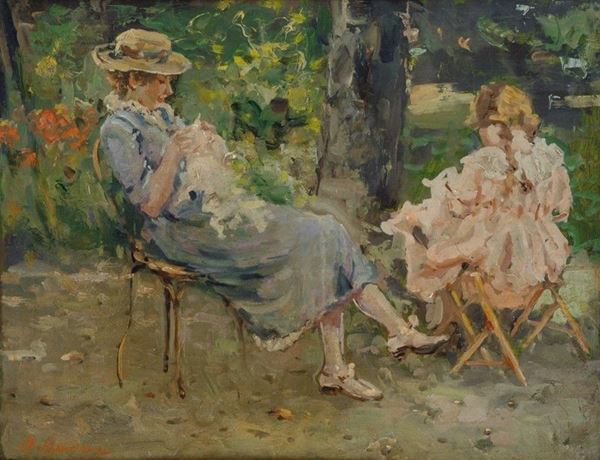 Raffaele Ragione - Ricamatrici in giardino