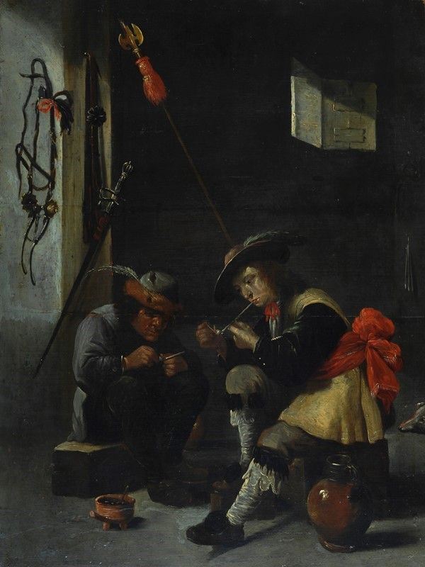 Scuola Fiamminga, XVII-XVIII sec. : Soldati  - Olio su tavola - Asta ANTIQUARIATO - I - Galleria Pananti Casa d'Aste