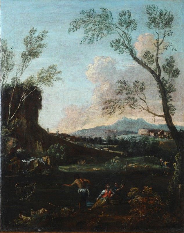 Antonio Diziani - Paesaggio Fluviale con Figure