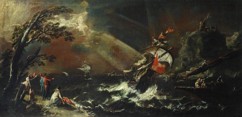 Attr. a Bartolomeo Pedon - Marina con Tempesta