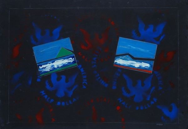 Franco Angeli : Senza titolo  (prima metà anni '80)  - Tecnica mista su carta riportata su tela - Auction ARTE MODERNA E CONTEMPORANEA - III - Galleria Pananti Casa d'Aste
