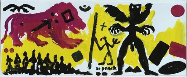 A. R. Penck : Senza titolo  - Tempera su carta - Asta ARTE MODERNA E CONTEMPORANEA - III - Galleria Pananti Casa d'Aste