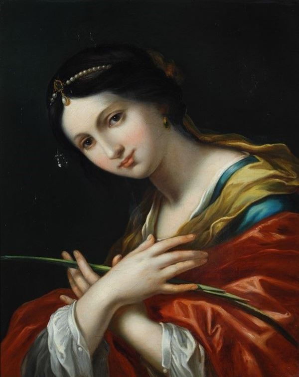 Scuola Emiliana, XVII sec. : Santa martire  - Olio su tela - Auction ANTIQUARIATO - I - Galleria Pananti Casa d'Aste