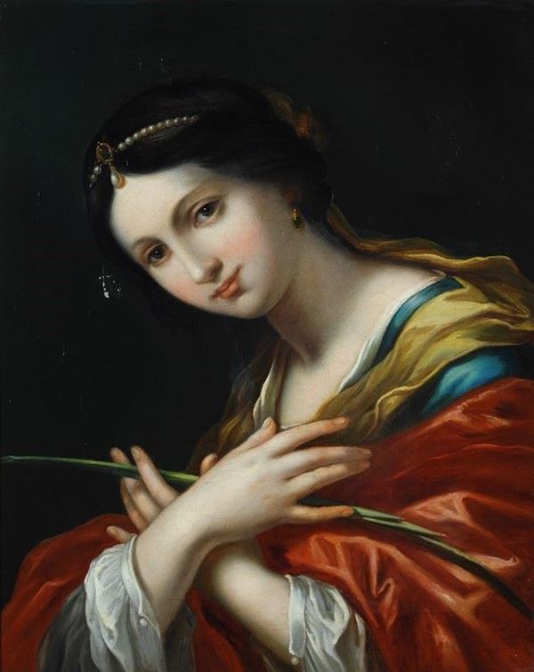 Scuola Emiliana, XVII sec. : Santa martire  - Olio su tela - Auction ANTIQUARIATO - I - Galleria Pananti Casa d'Aste