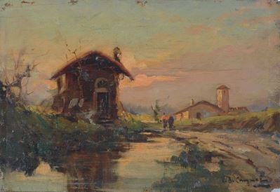 Paesaggio con Case e Figure