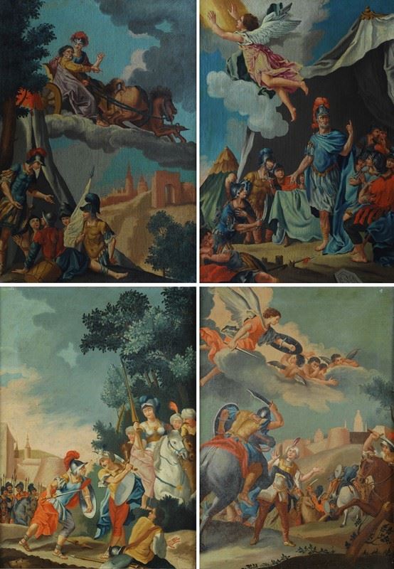 Scuola Italia Settentrionale, inizi XIX sec. - Episodi tratti dalla Gerusalemme Liberata (da Giambattista Tiepolo)