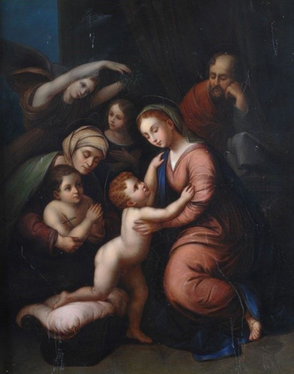 Anonimo, prima met&#224; XIX sec. : Sacra Famiglia (Da Raffaello)  - Olio su rame - Auction ANTIQUARIATO - I - Galleria Pananti Casa d'Aste