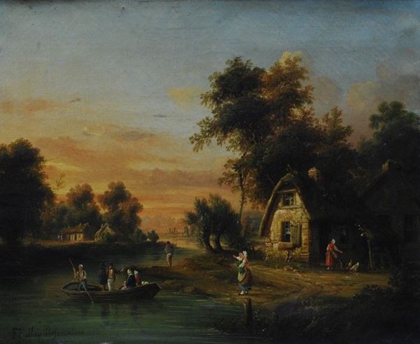 Henri Bellery Desfontaines - Villaggio sul lago