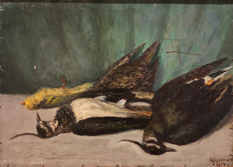 Raffaele Fossataro - Scorcio di Strada, 1936 (fronte); Cacciagione, 1937 (retro)