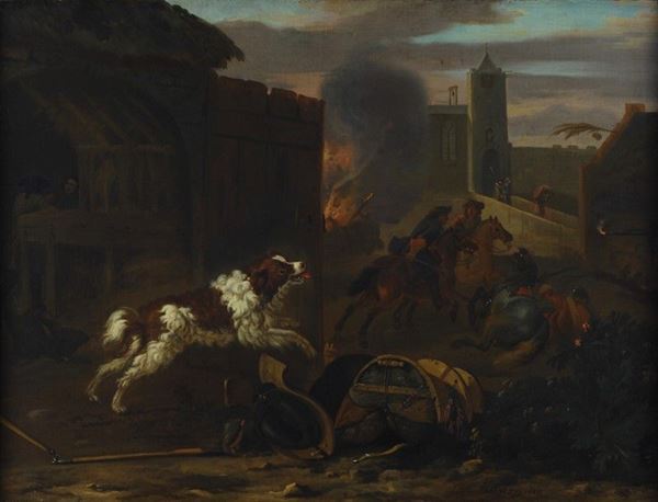 Scuola Fiamminga, XVII sec. - Scena di battaglia
