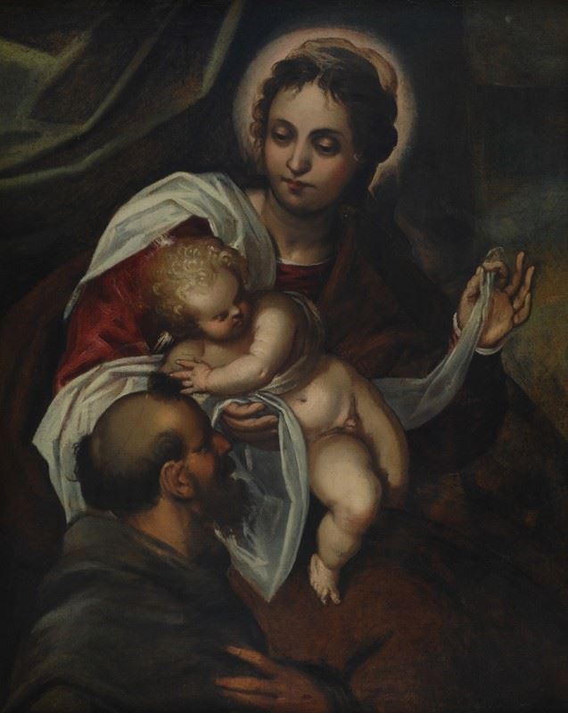Scuola Veneta, XVI - XVII Sec. - Madonna con Bambino e San Giovannino