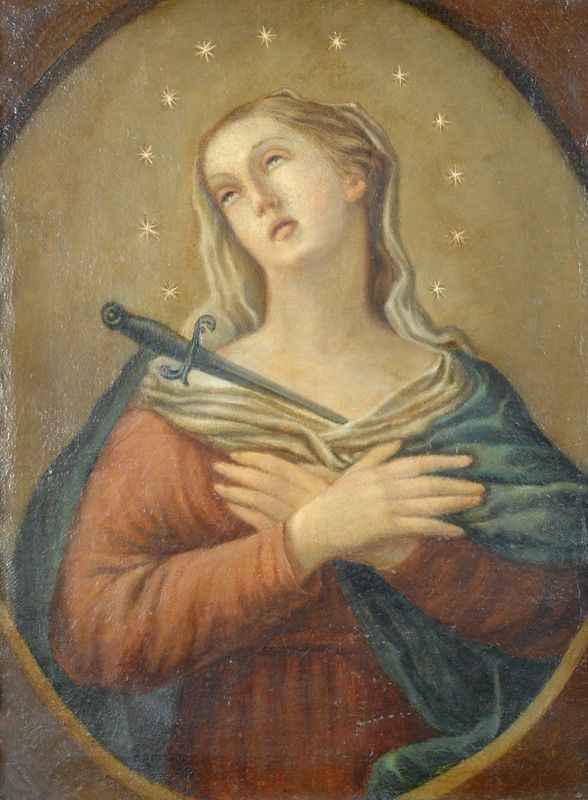 Scuola Italiana, XVIII sec. : Madonna addolorata  - Olio su tela - Asta ANTIQUARIATO - I - Galleria Pananti Casa d'Aste