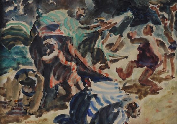 Walt Louderback : Colpo di Mistral  - Acquerello su carta - Asta ARTE MODERNA - Galleria Pananti Casa d'Aste