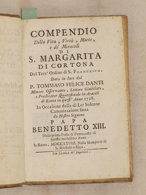 Compendio della vita virtu morte e de miracoli di S. Margarita di Cortona 
