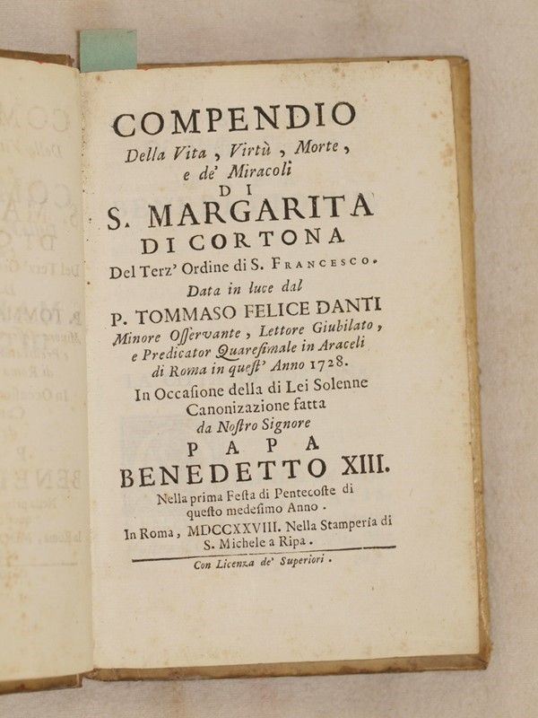 Compendio della Vita Virtu Morte e De Miracoli di S. Margarita di Cortona