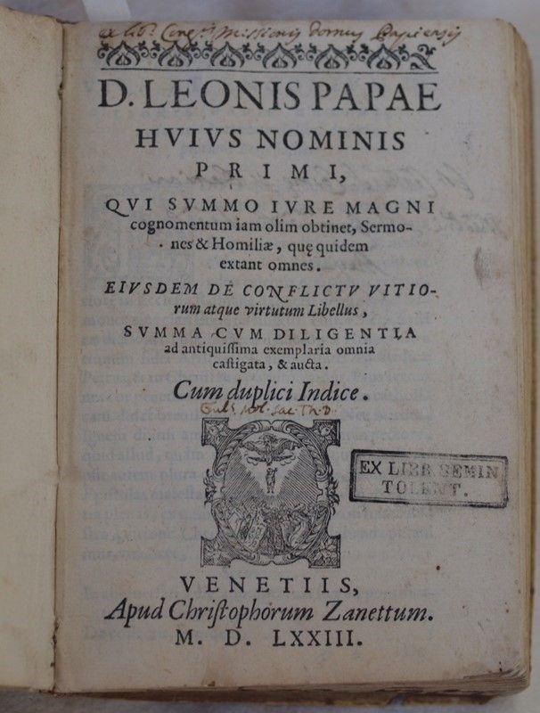 D. Leonis Papae Huius Nominis Primi Qui Summo Iure Magni