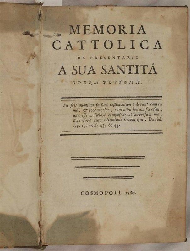 Memoria Cattolica da Presentarsi a Sua Santità