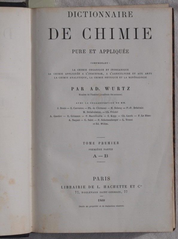 Dictionnaire De Chimie Pure Et Appliquee