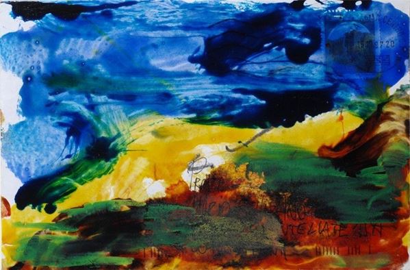 Mario Schifano : Senza titolo  (1997)  - Pennarelli e smalto su busta - Asta Arte moderna e contemporanea - III - Galleria Pananti Casa d'Aste