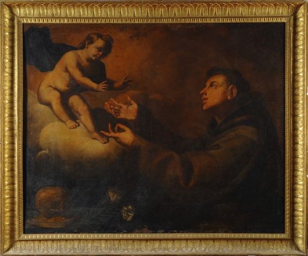 Scuola Napoletana, XVII sec. - Sant'Antonio in adorazione