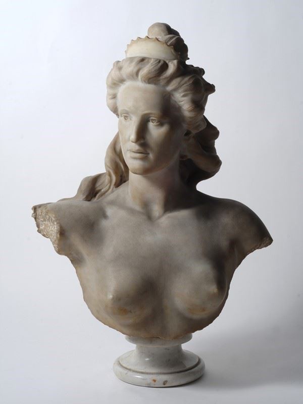 Giuseppe Frenguelli : Busto di donna  (1899)  - Scultura in marmo - Asta AUTORI DEL XIX E XX SEC - II - Galleria Pananti Casa d'Aste