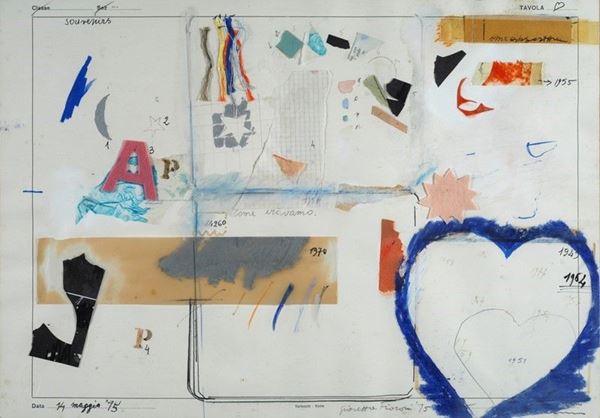 Giosetta Fioroni : Senza titolo  (1975)  - Tecnica mista su carta - Asta Arte moderna e contemporanea - III - Galleria Pananti Casa d'Aste