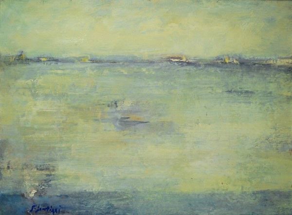 Sergio Scatizzi : Laguna  (1950)  - Olio su cartone - Asta Arte moderna e contemporanea - III - Galleria Pananti Casa d'Aste