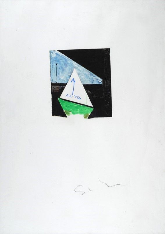 Mario Schifano : Senza titolo  - Tecnica mista su carta riportata su tela - Asta Arte moderna e contemporanea - III - Galleria Pananti Casa d'Aste